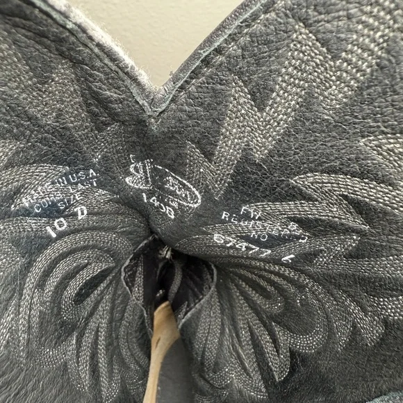 Justin Boots Mens Size 10 D Black Western Cowboy Pointed Toe Embroidered Design - Picture 8 of 8